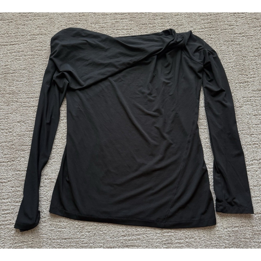 Modern Citizen Asymmetrical Black High Neck Neck Long Sleeve Blouse Modern Sz L